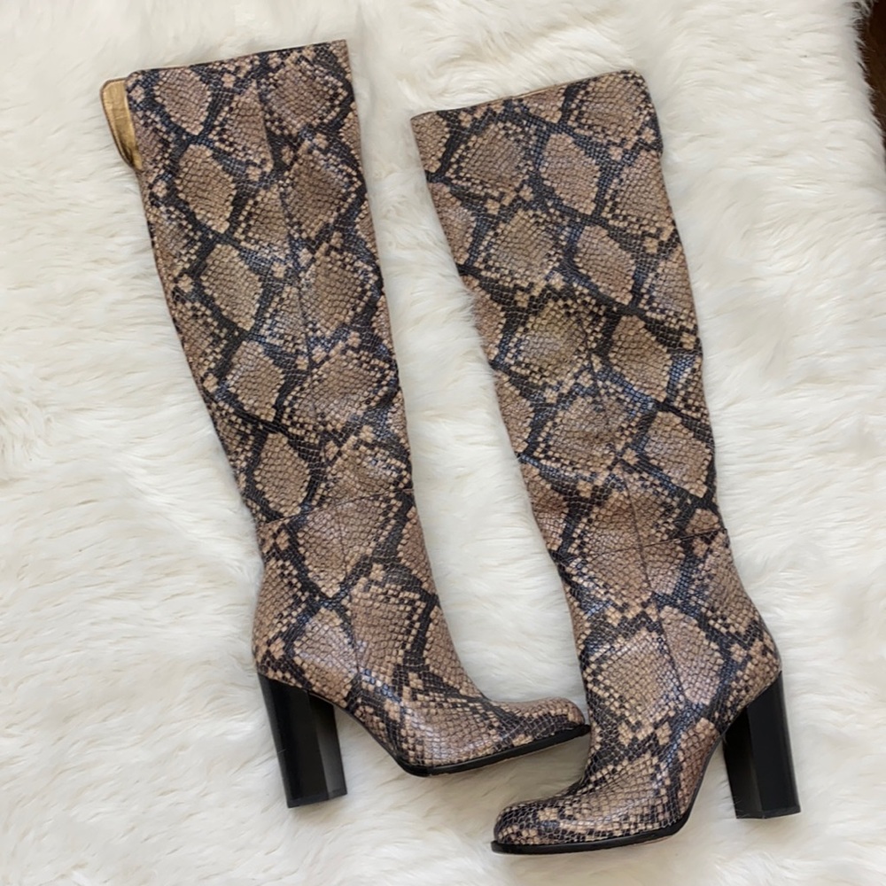 Sam Edelman snakeskin print thigh high boots NEW